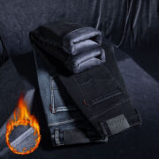 Men's Loose Fleece-lined Straight-leg Trousers - Image 3