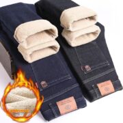 Cashmere Jeans Men's Fleece-lined Thickened - Image 5