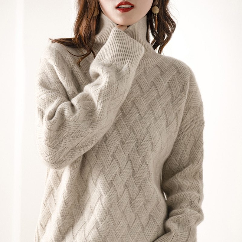 1007772051000.jpg Women's padded pullover sweater wool loose knit - Image 1