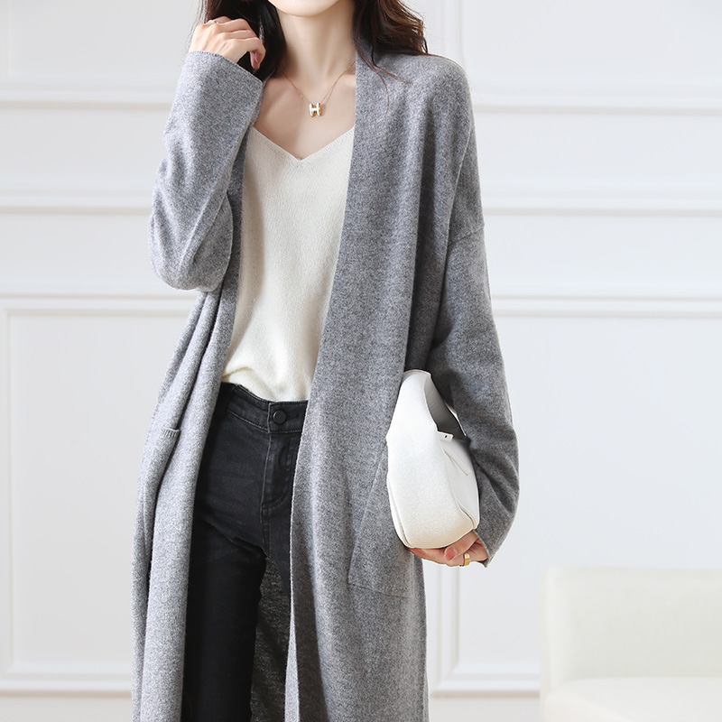 14a70cae-3081-4754-9611-38c0e4bc93a6.jpg Super Long Wool Knit Cardigan Women - Image 1