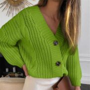 Button sweater coat women loose thick wool twist knit sweater - Image 6