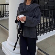 Shawl Cape Scarf Collar Knitted Short Overcoat Jacket - Image 4