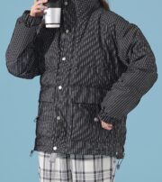 Striped Men's Loose Down Jacket - Image 2