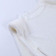 Women's long-sleeved round neck padded wool knit sweater - Image 7
