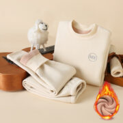 Children's Winter Fleece-lined Thickened Thermal Underwear Suit - Image 9