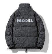 Striped Men's Loose Down Jacket - Image 4