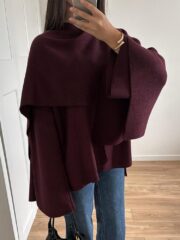 Shawl Cape Scarf Collar Knitted Short Overcoat Jacket - Image 6