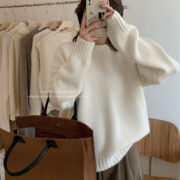 Lazy Style Solid Color Versatile Outer Wear Wool Knit Sweater - Image 5