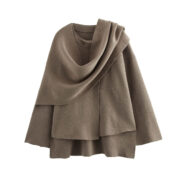 Women's Asymmetric Scarf Short Knitted Overcoat Jacket - Image 6