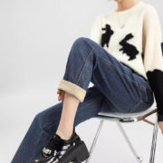 Fleece-lined Thick Cropped Jeans For Women - Image 3