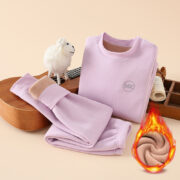 Children's Winter Fleece-lined Thickened Thermal Underwear Suit - Image 6