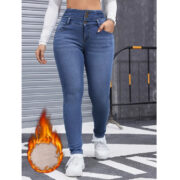 Women's Fleece-lined Elastic Skinny Jeans - Image 6