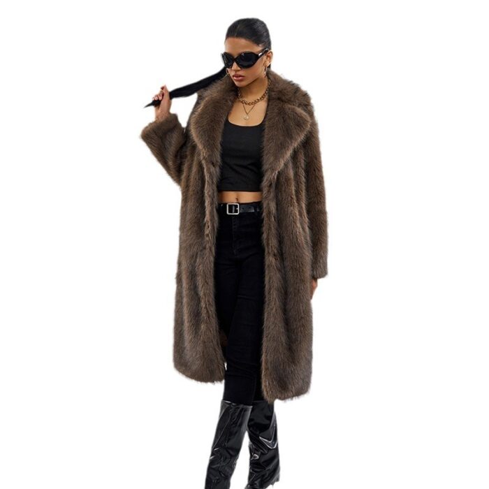 Fox Fur Extended Overcoat Coat European And American Leisure