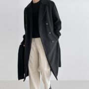 Men's Wool Overcoat, Thick And Loose Wool Jacket - Image 6