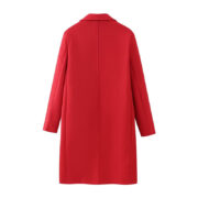 Double Breasted Long Red Overcoat - Image 4