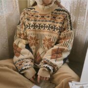 Knit Sweater Couple Outfit Loose Lazy Harbor Style Vintage Wool - Image 5