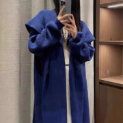 Green Alpaca Wool Sweater Coat Thickened Loose Knitted Cardigan Knitwear Handmade Clothing Hand Knit, Womens Clothing - Image 3