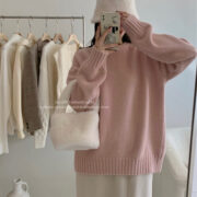 Lazy Style Solid Color Versatile Outer Wear Wool Knit Sweater - Image 2