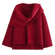 Women's Asymmetric Scarf Short Knitted Overcoat Jacket - Image 7