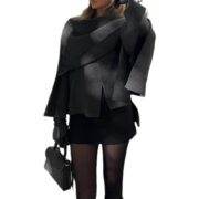 Shawl Cape Scarf Collar Knitted Short Overcoat Jacket - Image 5