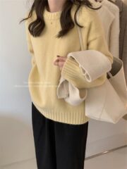 Lazy Style Solid Color Versatile Outer Wear Wool Knit Sweater - Image 4