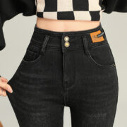 Fleece-lined Thick Jeans Women's Slim Fit - Image 3