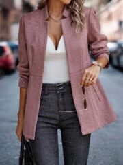 Slim-fitting Jacket With Pockets Fashion Commuting Thickened Woolen Overcoat For Women - Image 7