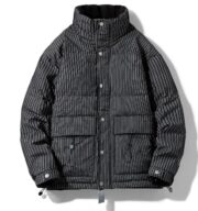 Striped Men's Loose Down Jacket - Image 5
